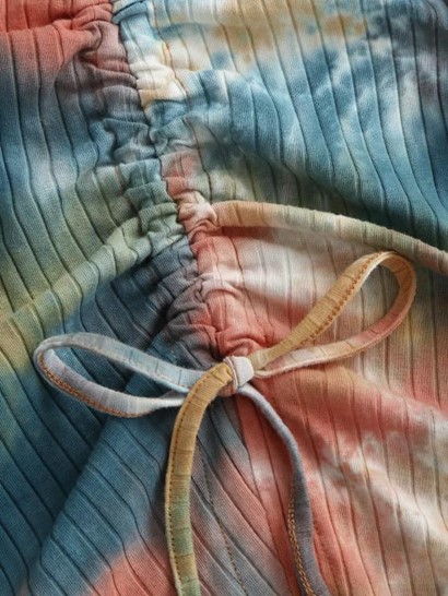 Tie Dye Cinched Flounce Ribbed Tee Dress - Image 3